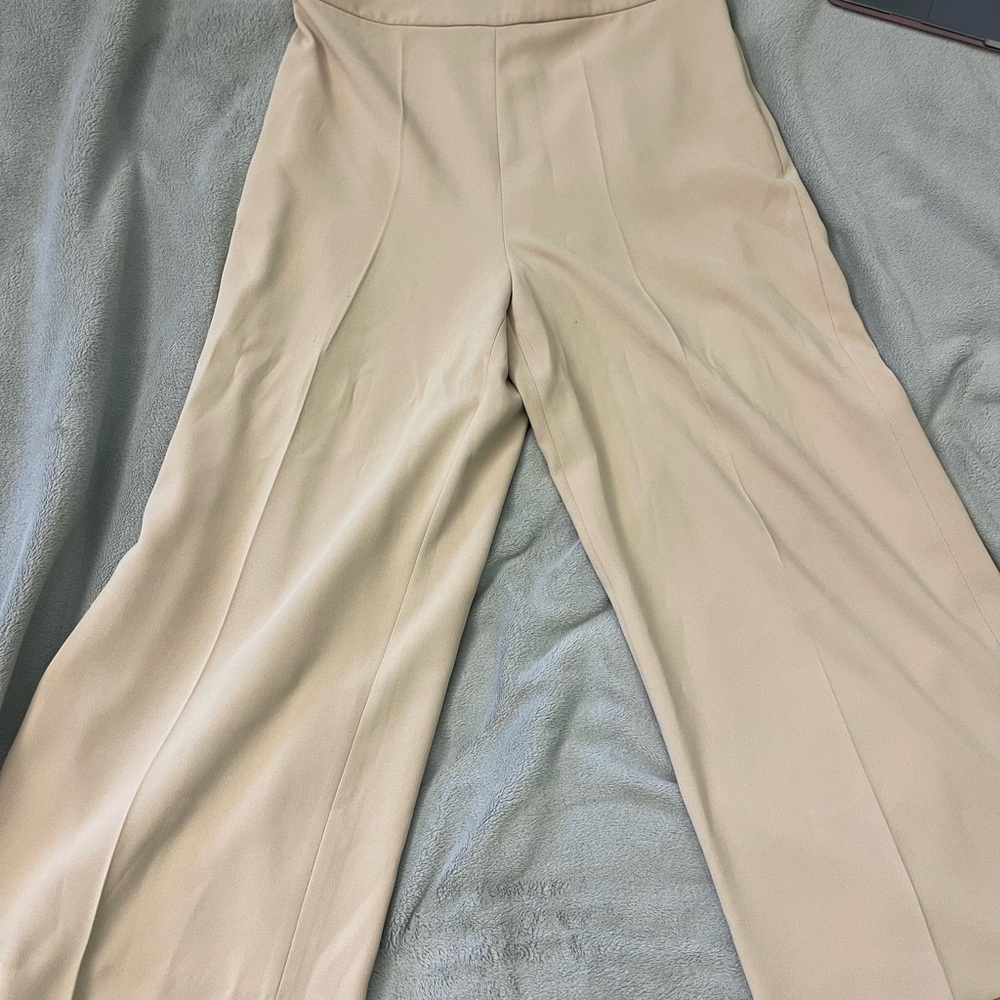 Zara beige wide legged trouser
